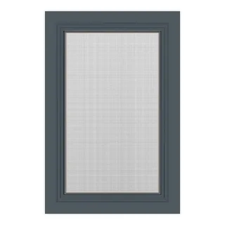 Fenster in Anthrazit mit Fliegengitter, PVC, aluplast IDEAL® 4000, Spannrahmen Grau, Fiberglasgewebe Grau, individuell konfigurieren