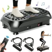 oyajia Vibrationsplatte 4D Vibrationsplatte Profi-Ganzkörpertraining für Zuhause,Leise Motoren, 200 W, 99 Intensitätsstufen, (Fitnessgerät für Muskelaufbau & Fettverbrennung, mit Magnetfeldmassage), Inkl. Fernbedienung & Trainingsbänder - LED Display