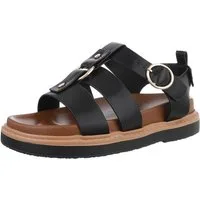 Ital-Design Bequeme Damen-Sandalen mit optimaler Passform Riemchensandalette (89323068) Flach Plateausandaletten in Schwarz