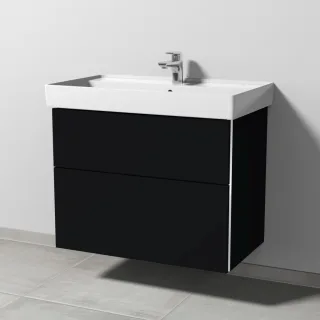 Sanipa 3way Waschtischunterbau zu Villeroy & Boch Collaro Waschtisch mit 2 Auszügen, Schwarz-Matt BS83608