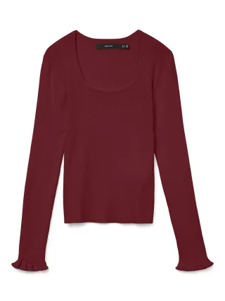 VERO MODA - VMWONDER LS SQUARNECK PULLOVER syrah - Gr. - XL