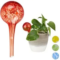 relaxdays Tropfer 10 x Bewässerungskugel Glas rot