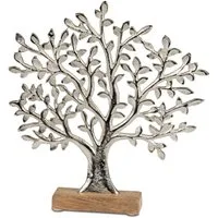 formano Skulptur Alu Mangoholz, auf Sockel, Silber, Baum, H: 32cm
