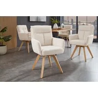 riess-ambiente Polsterstuhl BIG GEORGE beige/natur - Cord, 360° Drehfunktion, Taschenfederkern (Einzelartikel, 1 St), mit Armlehnen & Buchenholz-Beinen – ideal für gemütliche Esszimmer