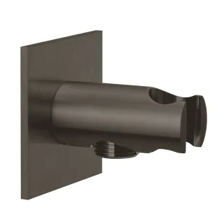 Herzbach spa ix pvd Brauseanschlussbogen rund halter rosette 70 eckig black, Black Steel, 21.995200. 21.995200.2.40