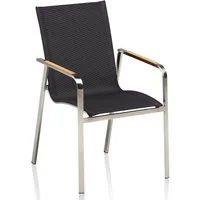 KETTLER Gartenlounge-Sessel Kettler Edelstahl Diamond Stapelsessel Garten Teak Armlehne