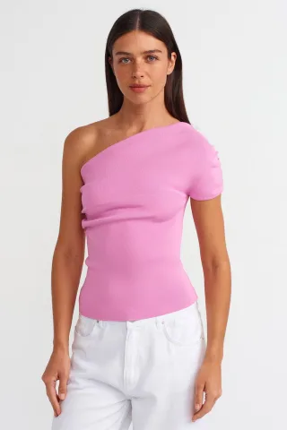 Slim Fit Asymmetrische Strickbluse