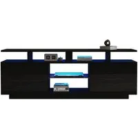 Merax TV-Schrank mit Hochglanzfront,Lowboard mit LED,Fernsehtisch,TV-Ständer,B:140cm