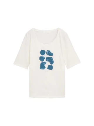 Tom Tailor - T-Shirt mit Print weiß - Gr. - M