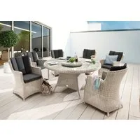 Destiny Garten-Essgruppe LUNA, (19-tlg., 6x Sessel, 1x Tisch, 1x Drehteller, inkl. Auflagen), Aluminium, Polyrattan