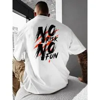 RMK T-Shirt Herren Shirt Basic Rundhals No Risk No Fun aus 100% Baumwolle