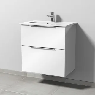 Sanipa 3way Waschtischunterbau zu Duravit ME by Starck Waschtisch mit 2 Auszügen, Weiß-Glanz UF72278
