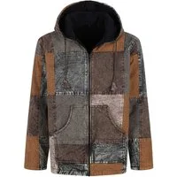 KUNST UND MAGIE Kapuzenfleecejacke Patchwork Jacke Baja Hoodie alternativ Fleecefutter