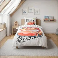 MTOnlinehandel Bettwäsche Disney Pixar Cars 135x200 + 80x80 cm, Renforcé, 100% Baumwolle, 2 teilig, Wende-Motiv Lightning McQueen für kleine Rennfahrer mit großen Träumen