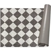 ANRO Küchenläufer abwaschbar Schach LADY Läufer pflegeleicht Küchenteppich, Rechteckig, Höhe: 3 mm, robust schmutzabweisend 67x100cm Vintage Schwarz robust
