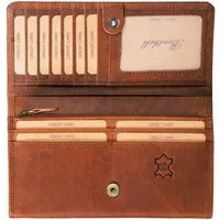 Benthill Geldbörse Damen Echt Leder RFID Portemonnaie mit vielen Kartenfächer Vintage, RFID-Schutz Kartenfächer Münzfach Reißverschlussfach