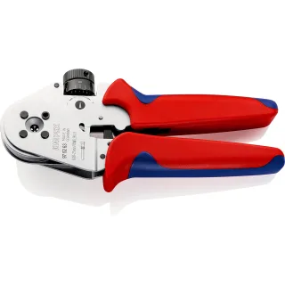 KNIPEX Vierdornpresszange für gedrehte Kontakte 180 mm verchromt mit Mehrkomponenten-Hüllen - 975263