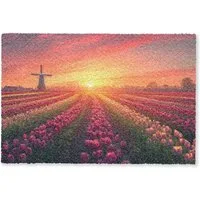 MuchoWow Fußmatte Windmühle - Sonnenuntergang - Landschaft, Rechteckig, innen Schmutzfangmatte, Tür, Schmutzfänger Flur, Teppich 60x40 cm