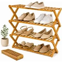 Felino Schuhregal Schuhablage Organizer aus Bambus Holz offen Schuhorganizer 70 cm lang, 1-tlg., Klappbar