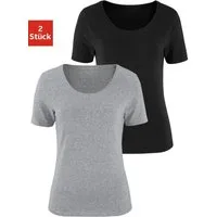 Vivance T-Shirt (2er-Pack) aus elastischer Baumwoll-Qualität, sommerlich leicht