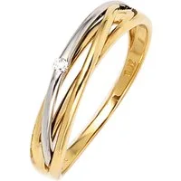 JOBO Solitärring, 585 Gold bicolor mit Diamant 0,02 ct.