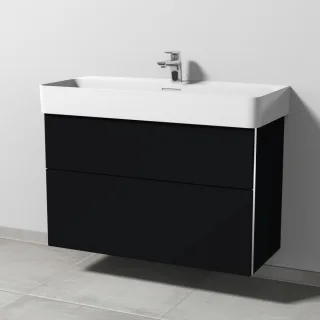 Sanipa 3way Waschtischunterbau zu Laufen VAL Waschtisch mit 2 Auszügen, Schwarz-Matt BS82408