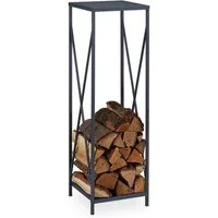 relaxdays Kaminholzregal Graues Kaminholzregal aus Metall, BxTxH:34x34x112 cm, (1-St)