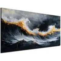 DARO Design Leinwandbild Modern Abstrakt Wandbilder XXL Wandbild Wand Deko Leinwand Bilder, (Marmor Wellen - Bild groß Wohnzimmer Schlafzimmer Küche Esszimmer Einteilig Querformat Fotodruck Leinwände Wanddeko Abstrakte Kunst Boho), 30x20cm