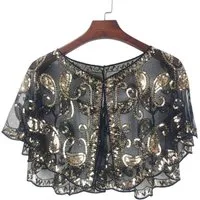 Zaewry Modeschal Pailletten Schal und Wraps für Damen Elegantes Abend Cape Weiche, Strickjacke Vintage Stola für Partykleider und Hochzeiten
