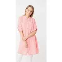 Zwillingsherz Longbluse "Kida" One Size, Streifen, Knopfleiste, Brusttaschen, 3/4-Arm