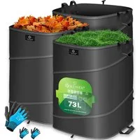 KESSER Gartensack, 73 l, (3-tlg), Pop-Up-Gartensack Laubsack Gartenabfallsack inkl. Handschuhe