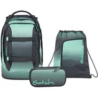 Satch Schulranzen Schulrucksack-Set PACK Gradient Mint 3-teilig (3-teilig), ergonomisch, Your-Size-System: auf Körpergröße anpassbar