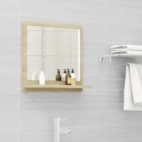 furnicato Wandspiegel Badspiegel mit Regal Sonoma-Eiche 40 x 10,5 x 37 cm (1-St), Wandspiegel mit integriertem Regal und Stauraum für das Badezimmer