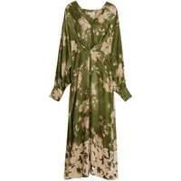 Bhoem Midikleid Kimono-Midikleid aus Satin mit Blumen-Print (1-tlg)