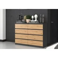 Home Collective Kommode Highboard Sideboard für Flur Schlafzimmer Wohnzimmer (Perfekt für Wohnzimmer, Schlafzimmer oder Esszimmer), mit 8 Schubladen, Breite 140 cm Höhe 97, Anthrazit Artisan