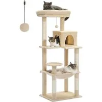 PAWZ Road Kratzbaum Kratzbaum 143cm Groß Katzenspielturm stabiles schönes Katzenhaus, Größe Höhle Hängematte