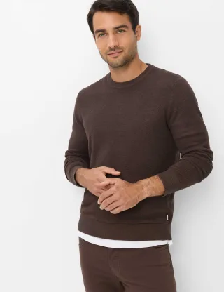 Brax Herren Strickpullover Style RICK chocolate, dunkelbraun, Gr. M