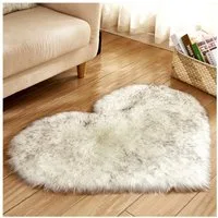 Sunicol Hochflor-Teppich Kunstfell Herz Teppich, Weich Plüsch, Flauschig Fußmatte Badematte, Herzform 30cm*40cm, Waschbar Weicher Shaggy Flauschige Langflor Badteppich