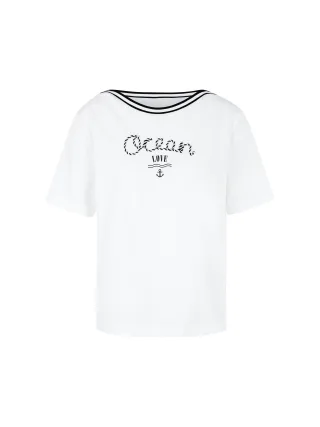 Marc Cain Sports - T-Shirt mit maritimem Print white - Gr. - 36