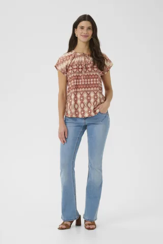 Kurzarm-Bluse Regular fit white rose