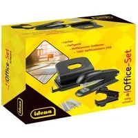 Idena Lochstanzer Idena 12086 - Office Set 4-teilig, Locher, Heftgerät, Heftklammer-Entf