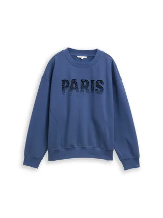 Denim Tom Tailor - Oversize Sweatshirt mit Print dark duck blue - Gr. - XS
