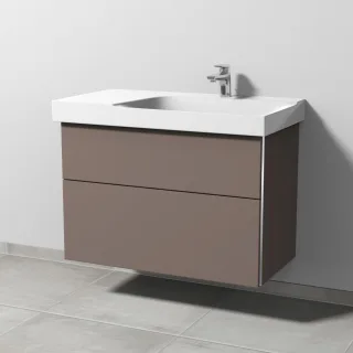 Sanipa 3way Waschtischunterbau zu Geberit Xeno2 Waschtisch mit 2 Auszügen, Taupe-Matt BP6631T