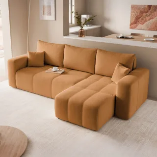 Ecksofa Schlafsofa Sofa LEROS in Stoff Manila Oecker Ottomane Rechts