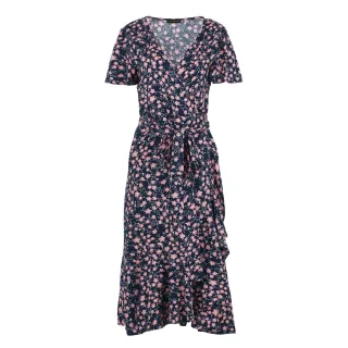 Midi-Kleid aus Viskose mit Mitternachtsblumen-Muster