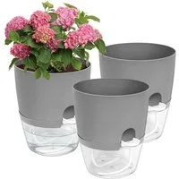 OSTWOLKE Kräutertopf mit Selbstbewässerung Blumentopf Fensterbank Kräutergarten 3er Set, Pflanzentopf Plantpot