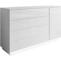 Lookway Kommode LINA II Weiß Hochglanz mit LED, Breite 138cm