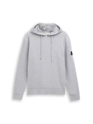 Denim Tom Tailor - Strickpullover mit Kapuze light stone grey melange - Gr. - XXL
