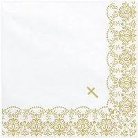 partydeco Papierserviette, Servietten Papier 33x33cm mit Ornamente Motiv 20 Stück Weiß / Gold