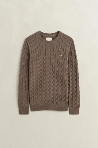 GANT - Classic Zopfstrickpullover faded taupe - Gr. - XL
